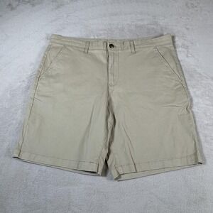 Members Mark Everyday Flat Front Shorts Mens 36 Khaki Stretch 9" Inseam NEW